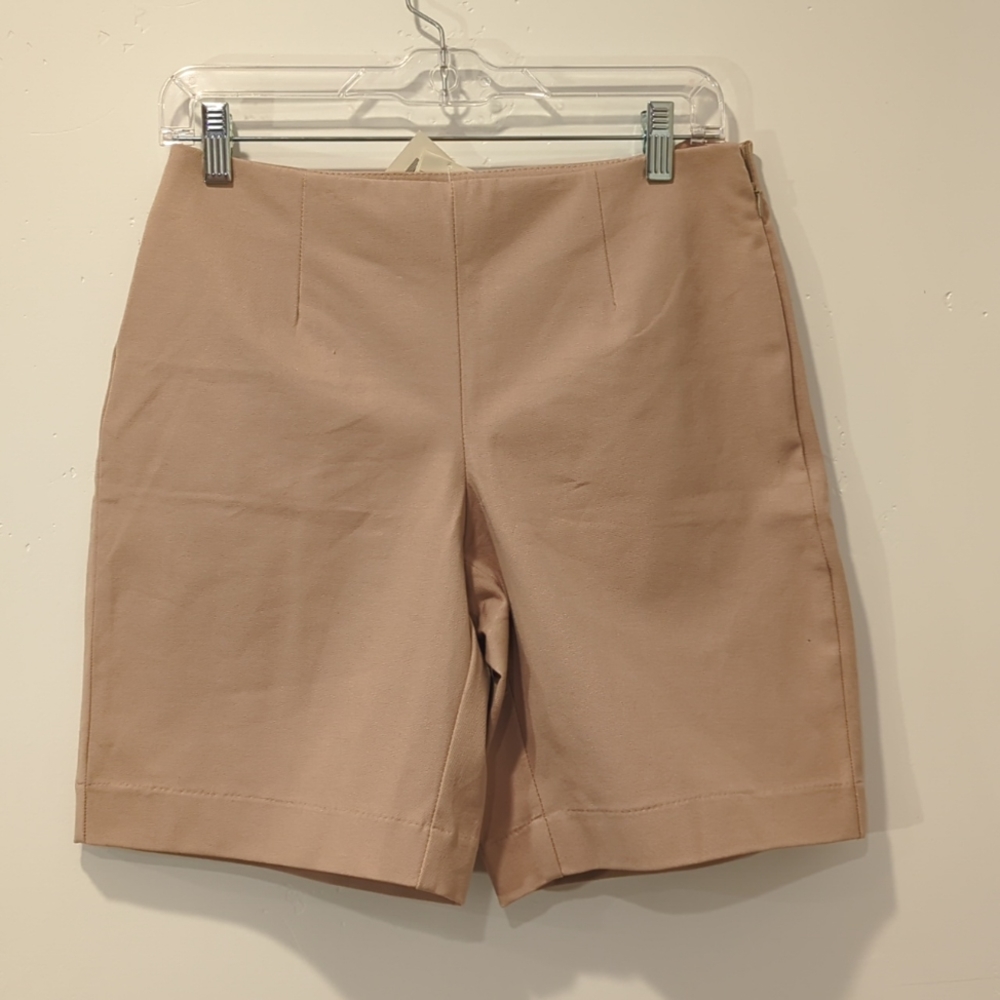 Boston Proper Tan Cotton Side Zipper Women's Shorts Size 6 NWT